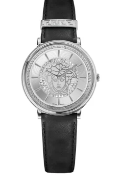 VERSACE Damen Armbanduhr V CIRCLE Lederarmband schwarz VE81017 19