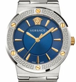 Versace Damen Armbanduhr VEVH00120 Blau 38 mm Quarz Greca Logo