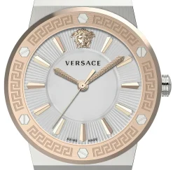 Versace Damen Armbanduhr Greca Logo Silber Gold VEVH01020