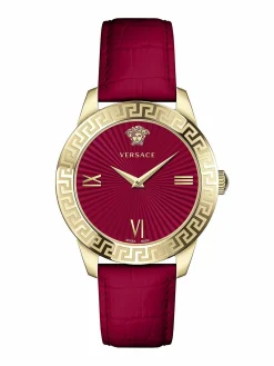Versace Damen Armbanduhr Greca Signature 38 mm Greca-Signatur auf dem GehÀuse Armband Leder VEVC00921