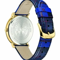 Versace Damen Armbanduhr V-CIRCLE The Clans blau, gold 38 mm VE8100218