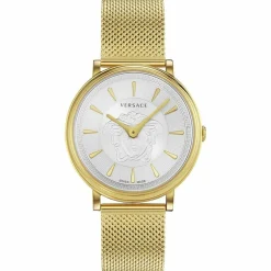Versace Damen Armbanduhr V CIRCLE Medusa gold, weiĂ 38 mm VE8102419