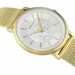 Versace Damen Armbanduhr V CIRCLE Medusa gold, weiß 38 mm VE8102419