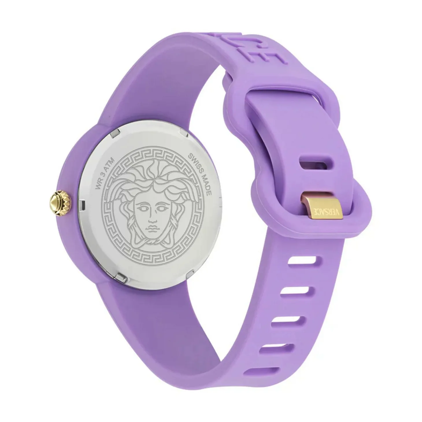 Versace Damen Armbanduhr Medusa Pop Lila Zifferblatt und Silikonarmband VE8J00224