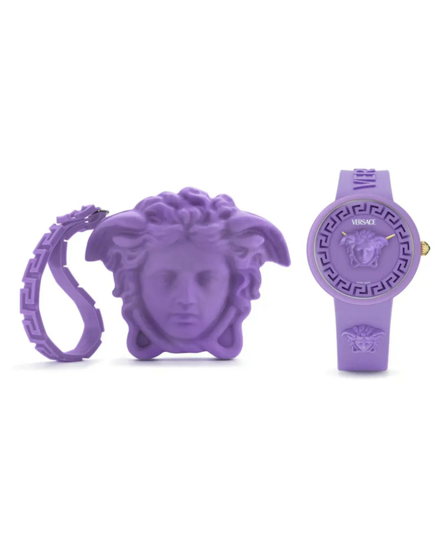 Versace Damen Armbanduhr Medusa Pop Lila Zifferblatt und Silikonarmband VE8J00224