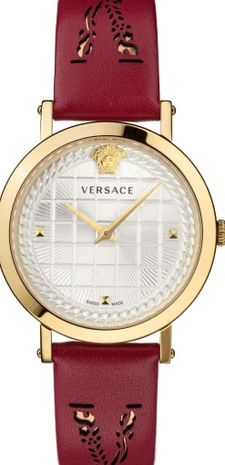 Versace Damen Armbanduhr Medusa Chain Lederarmband rot VELV003 20