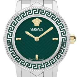 Versace Damen Armbanduhr V-Icon Silber Grün VEUCA0424