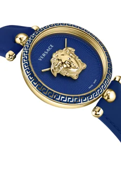 Versace Damen Armbanduhr PALAZZO 39 mm Leder Armband blau VECO021 22