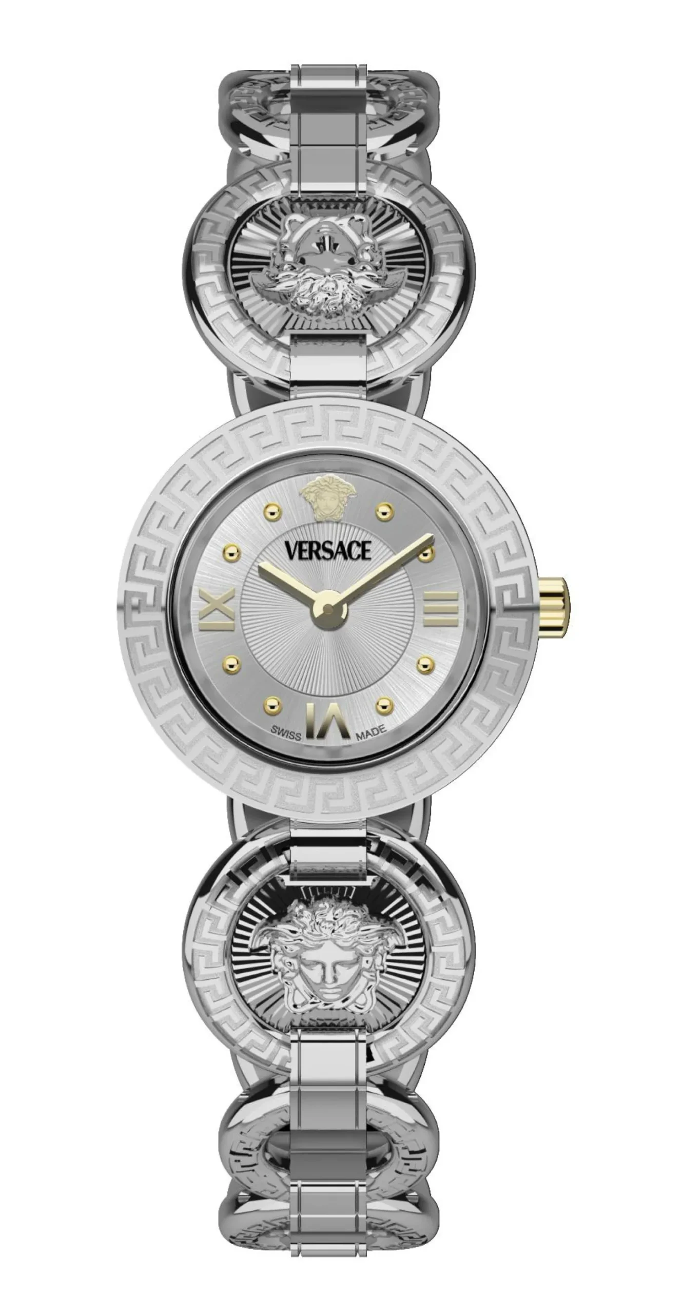 Versace Damen Armbanduhr Greca Jewel Silber/Gold VEWCA0124