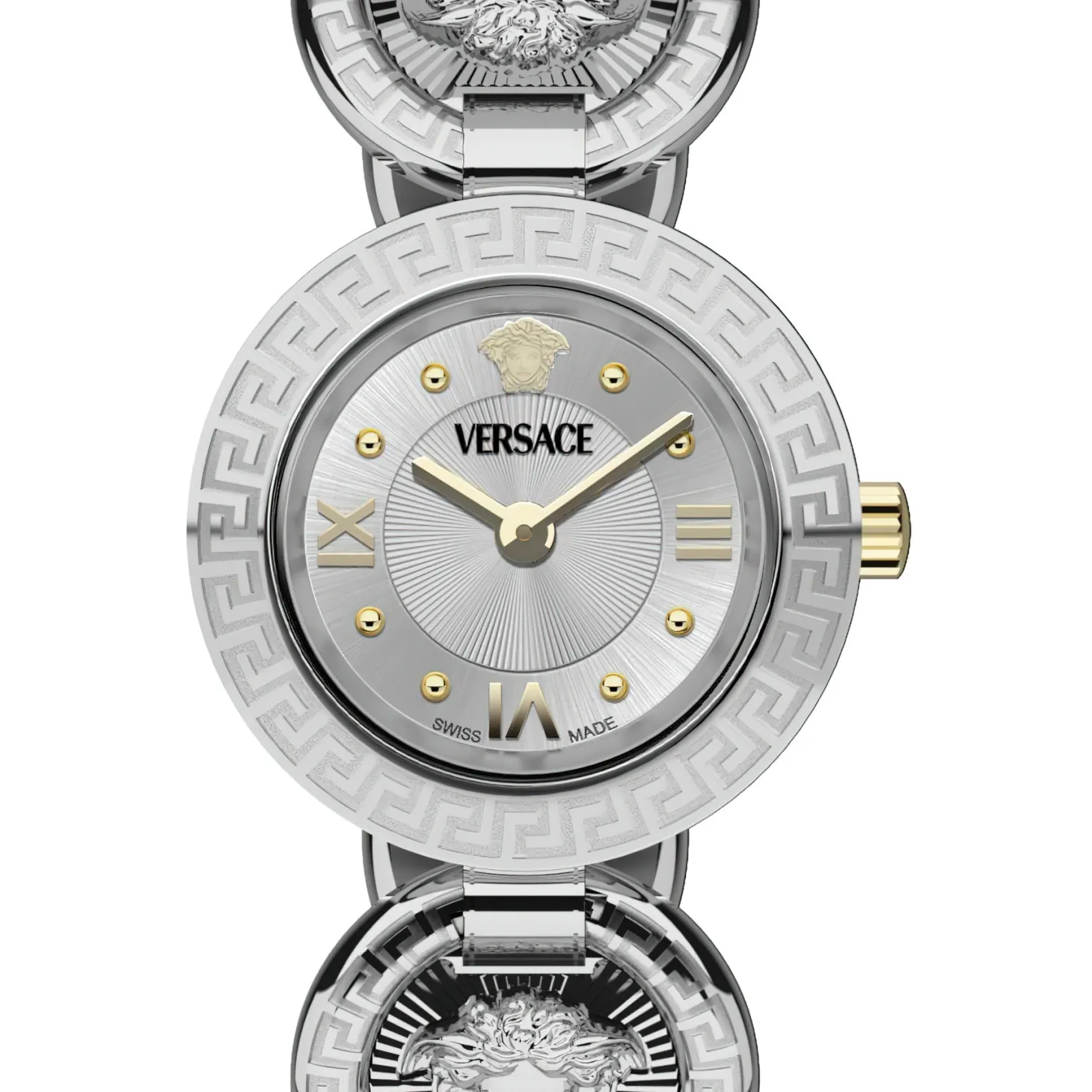 Versace Damen Armbanduhr Greca Jewel Silber/Gold VEWCA0124