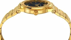 Versace Damenarmbanduhr GRECA LOGO 38 D/BLK B/IP2N YELLOW GOLD- IP1N BRACEL