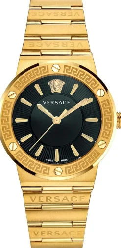 Versace Damenarmbanduhr GRECA LOGO 38 D/BLK B/IP2N YELLOW GOLD- IP1N BRACEL