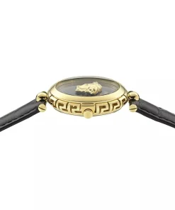 Versace Damenuhr Medusa Heritage Schwarz/Gold Lederband VE9D00124
