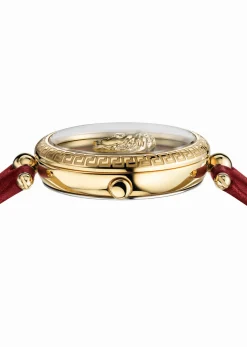 Versace Damenuhr Palazzo Empire Rot Leder Gold Stahlgehäuse 34mm VECQ00418