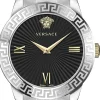 Versace Greca Signature Damenuhr Silber Edelstahl Schwarz Zifferblatt 38mm VEVC00419