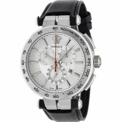 Versace Herren Armbanduhr Chronograph AION schwarz, silber 45 mm VE6CA0123