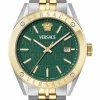 Versace Herren Armbanduhr Athletics Gents Silber, Gold, Grün 41 mm VEKHA0525