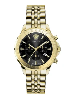 Versace Herren Armbanduhr Chrono Signature 44 mm Chronograph, Datumsfenster Armband Edelstahl VEV601021
