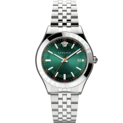 Versace Herren Armbanduhr Hellenyium Silber/Grün VEVK01021