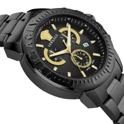 Versace Herren Armbanduhr NEW CHRONO 45 mm Armband Edelstahl Gunmetalfarben VE2E006 21