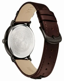 Versace Herren Armbanduhr Schweizer Uhr V CIRCLE Lederarmband braun VBQ04 0017