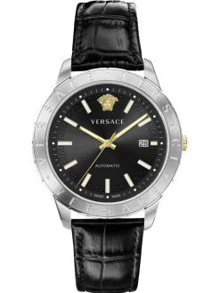 Versace Herren Armbanduhr Univers 43 mm Datumsfenster Armband Leder VE2D00221