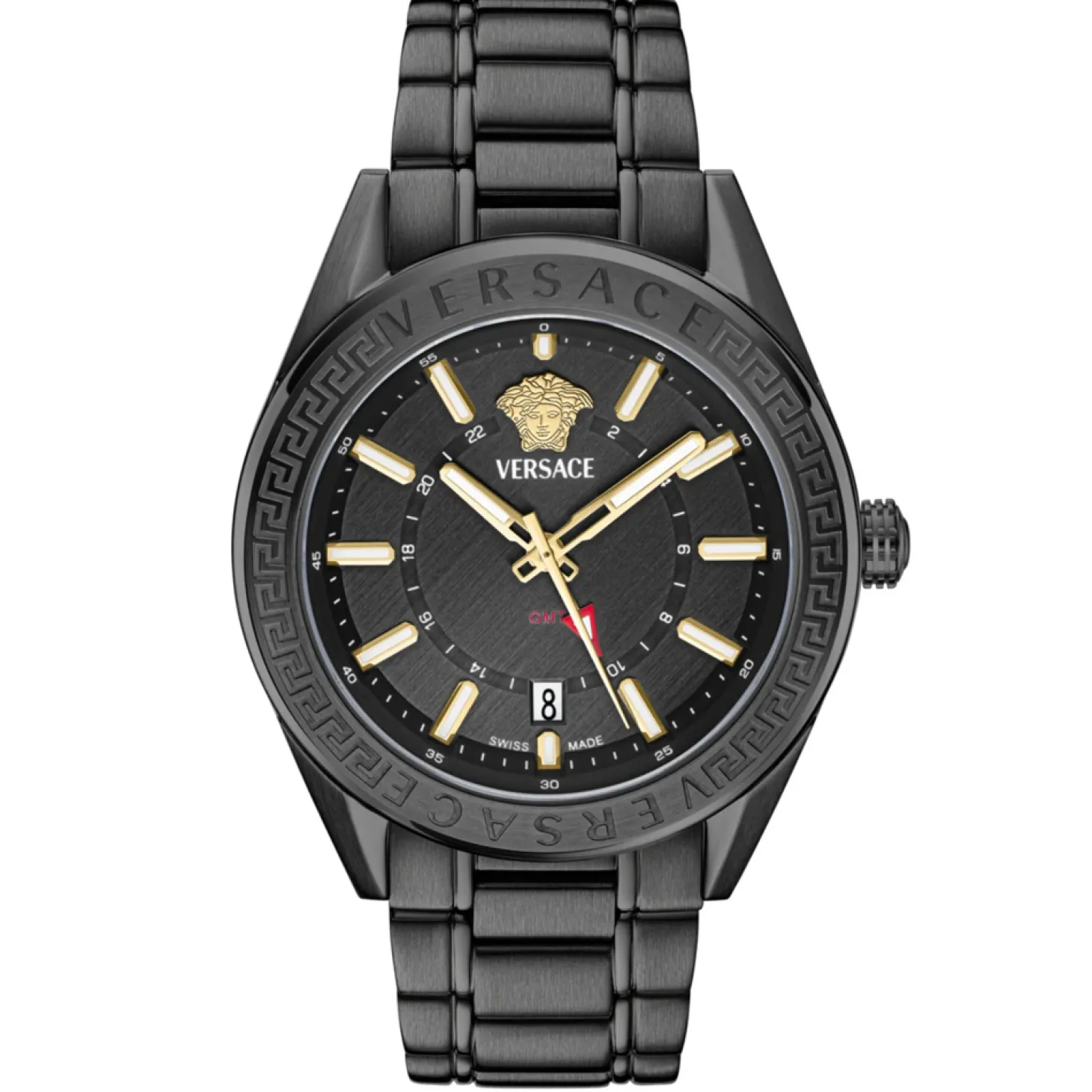 Versace Herren Armbanduhr V-CODE GMT Schwarz VEAFA0824