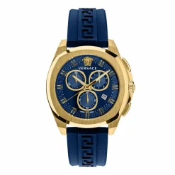 Versace Herren Armbanduhr Chronograph CHRONO GEO blau, gold 43 mm VE7CA0323