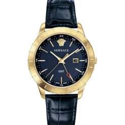 Versace Herren Armbanduhr UNIVERS GMT blau, gold 43 mm VEBK00318