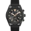 Versace Herren Armbanduhr V-Chrono 45 mm Chronograph, Datumsfenster Armband Silikon VEHB01019