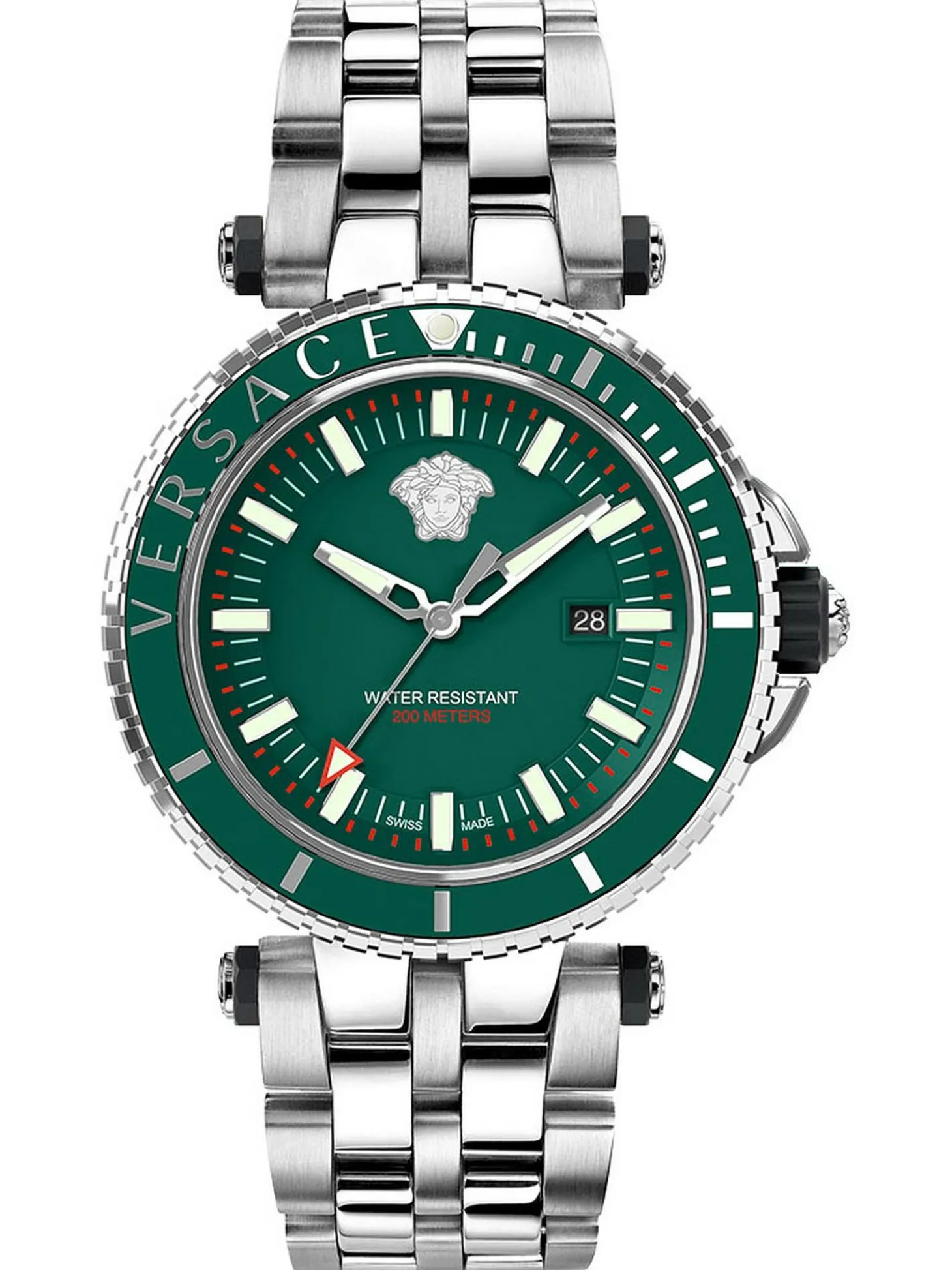 Versace Herren Armbanduhr V-Race Diver 46 mm Wasserdicht Armband Edelstahl VEAK00721