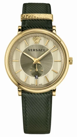 Versace Herren Armbanduhr V CIRCLE 42mm grün Leder VBQ03 0017