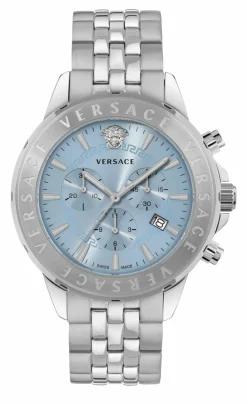 Versace Herren Armbanduhr Chrono Signature Blau Silber VEV602325