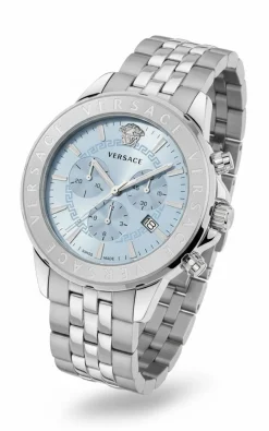 Versace Herren Armbanduhr Chrono Signature Blau Silber VEV602325