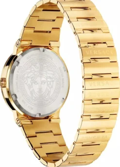Versace Herren Armbanduhr VEVI00821 Greca Logo Schwarz Gold Edelstahl