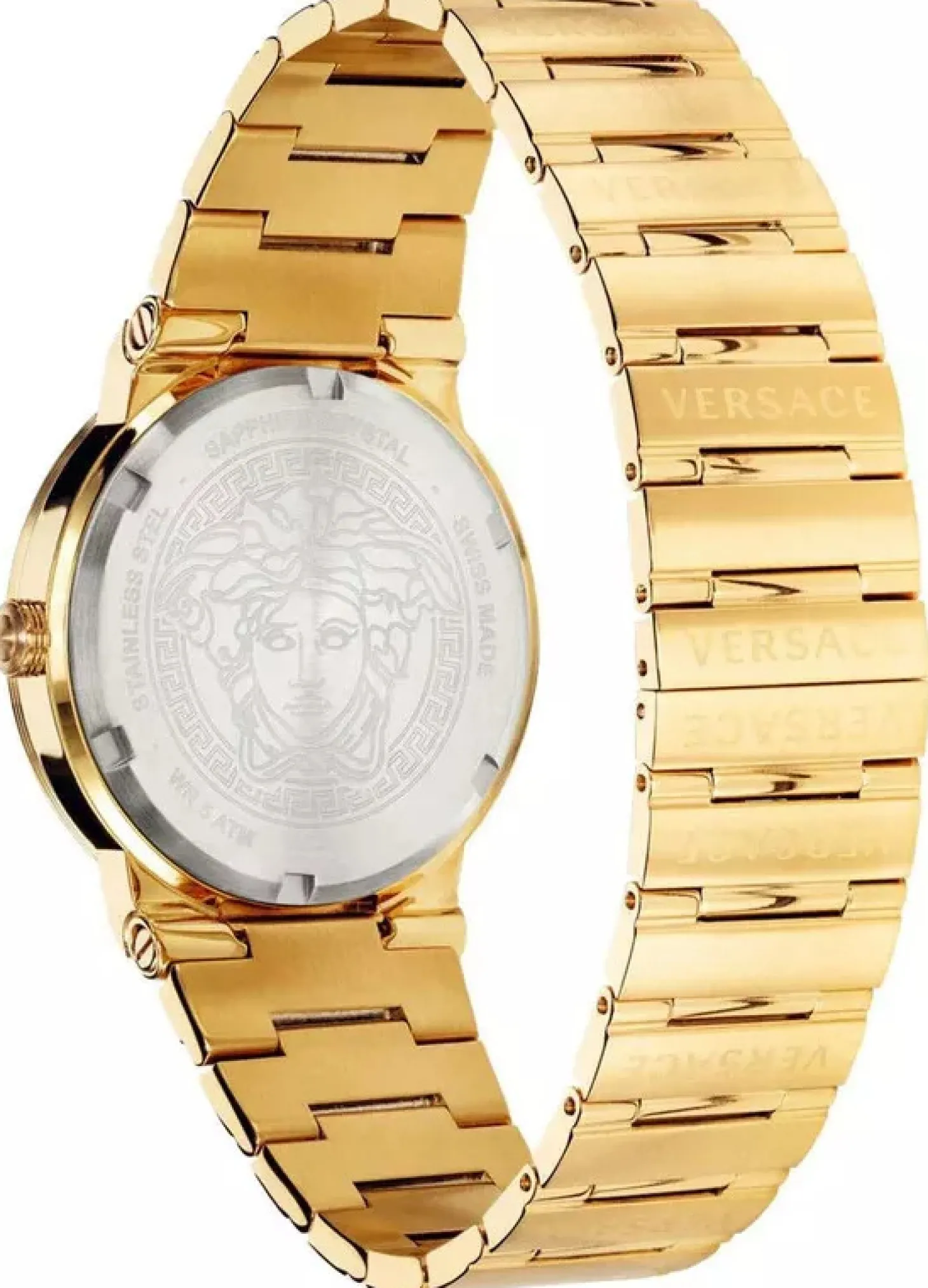 Versace Herren Armbanduhr VEVI00821 Greca Logo Schwarz Gold Edelstahl