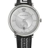 Versace Herren Armbanduhr V-circle 42 mm Multifunktionszifferblatt mit Datumsfenster Armband Leder, Stoff VEBQ01819