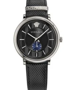 VERSACE Herren Armbanduhr V CIRCLE Lederarmband schwarz VEBQ009 18