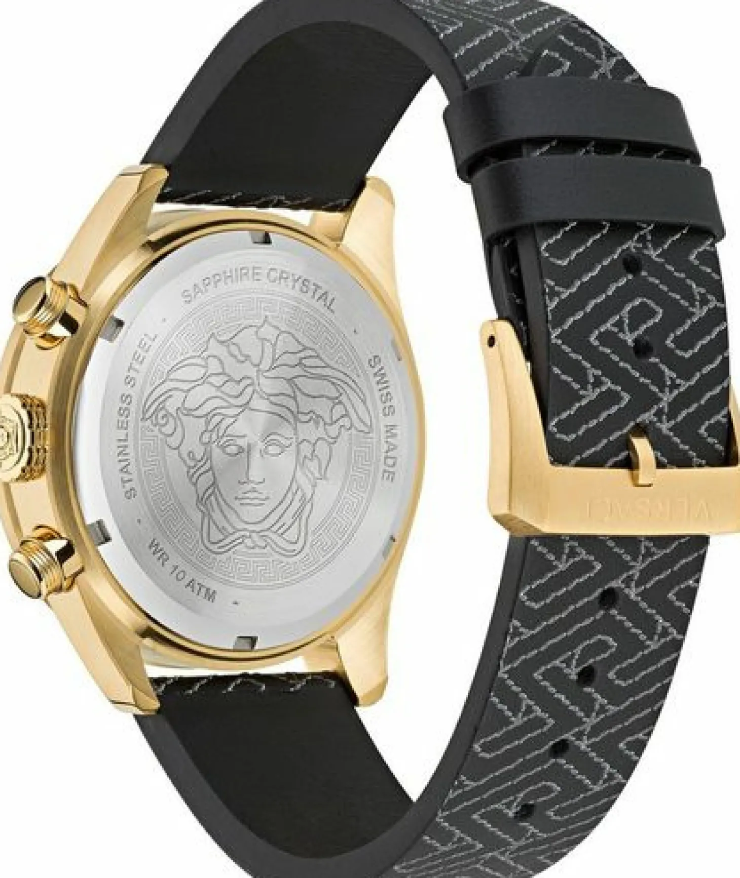 Versace Herren Armbanduhr 43 mm Armband Lederarmband schwarz GRECA DOME CHRONO VE6K00123