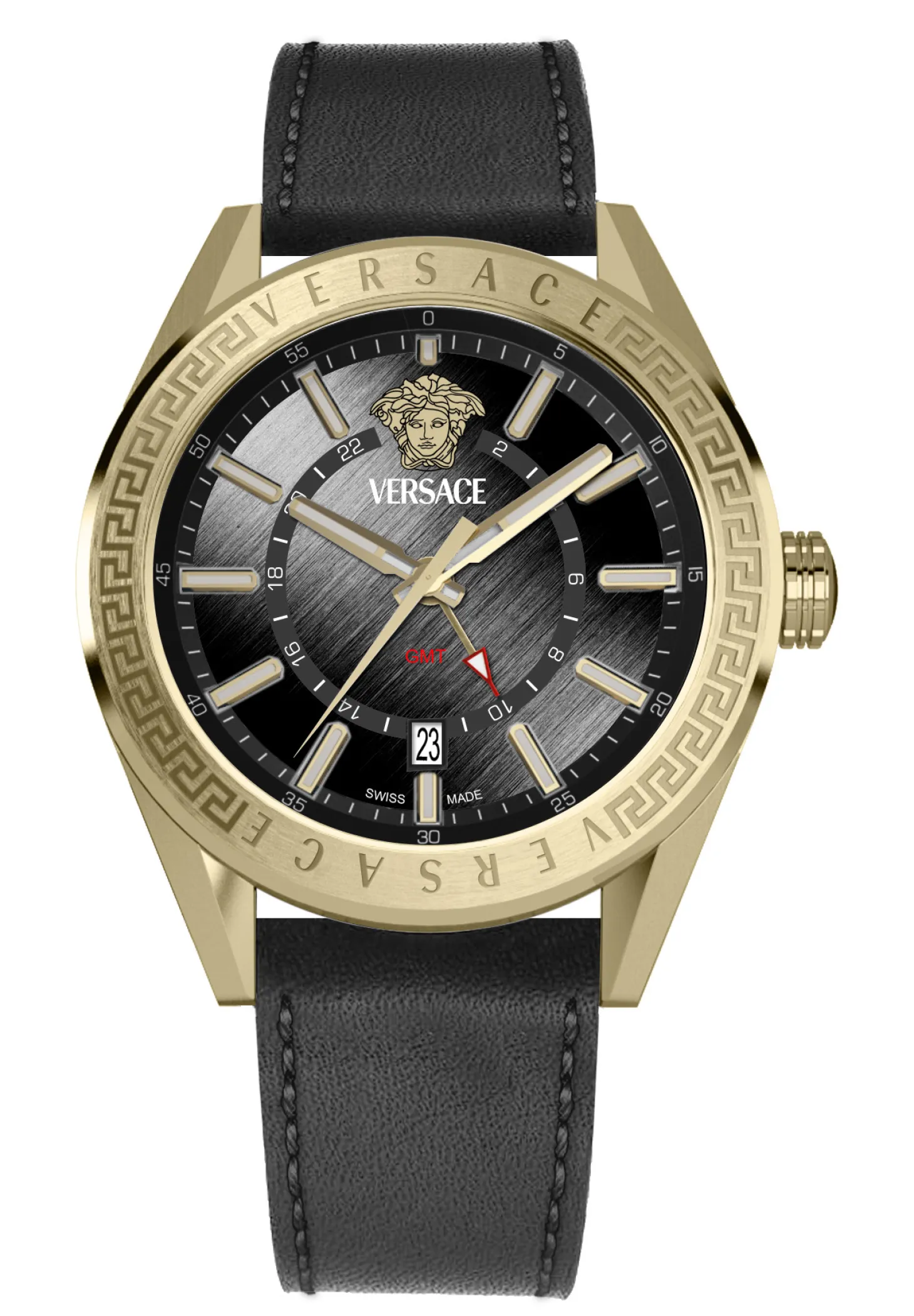 Versace Herren Armbanduhr V-CODE GMT 42MM Schwarz VEAFA0224
