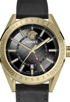 Versace Herren Armbanduhr V-CODE GMT 42MM Schwarz VEAFA0224