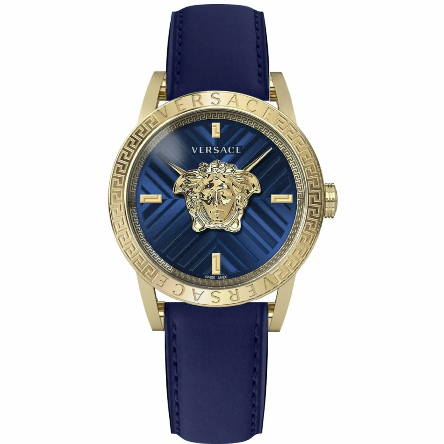 Versace Herren Armbanduhr V-CODE RESTYLING Palazzo blau, gold 43 mm VESN00322