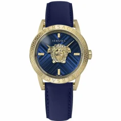 Versace Herren Armbanduhr V-CODE RESTYLING Palazzo blau, gold 43 mm VESN00322