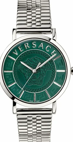 Versace Herren Armbanduhr V-ESSENTIAL silber, grün 40 mm VEJ400921