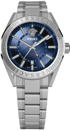 Versace Herren Armbanduhr V-CODE GMT Blau VEAFA04244