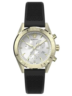 Versace Herren Armbanduhr V-Chrono 45 mm Chronograph, Datumsfenster Armband Silikon VEHB00919