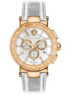 Versace Herren Armbanduhr Mystique Sport 46 mm Chronograph Armband Leder VFG160016