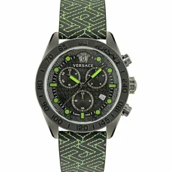 Versace Herren Armbanduhr 43 mm Armband Lederarmband schwarz GRECA DOME CHRONO VE6K00123