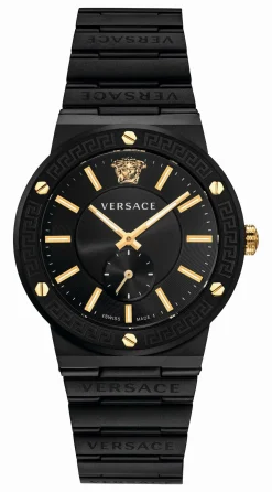 Versace Herren Armbanduhr GRECA LOGO schwarz, gold 41 mm VEVI00620