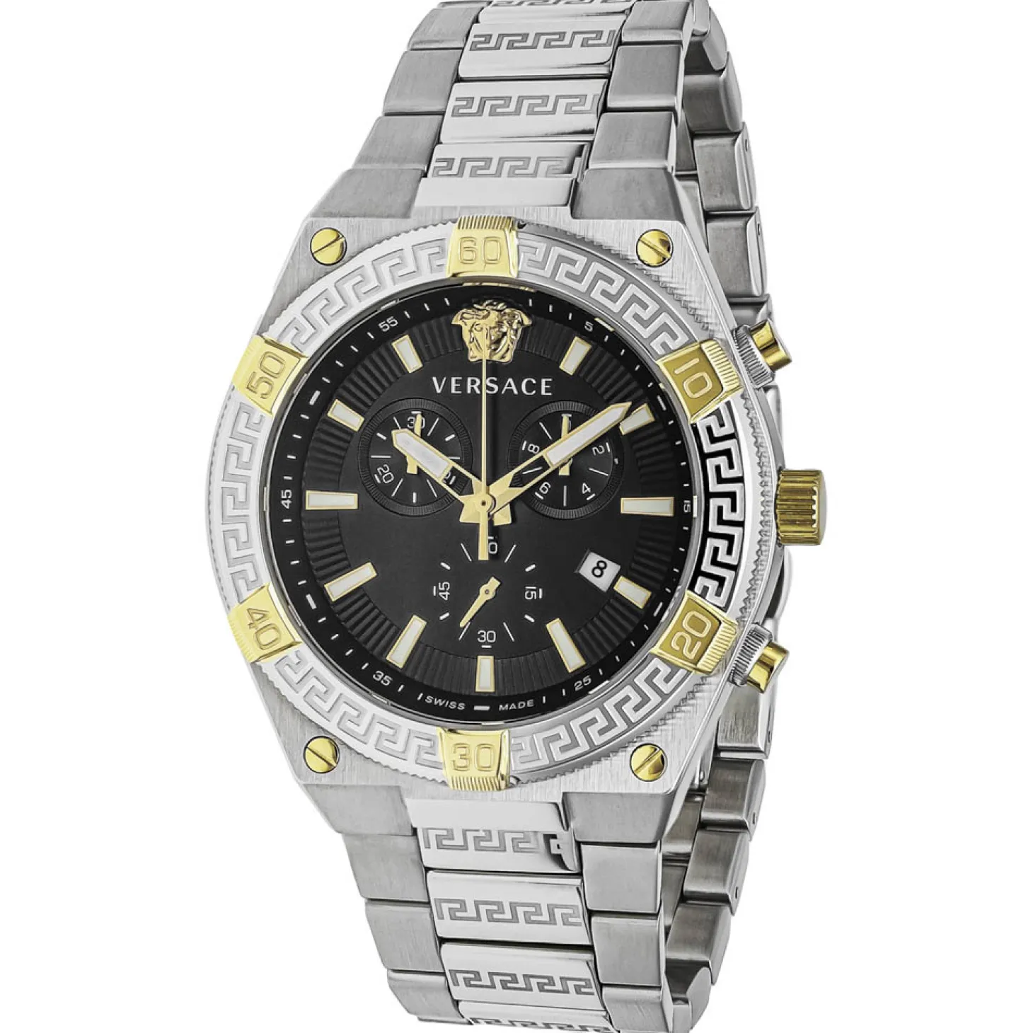 Versace Herren Armbanduhr SPORTY GRECA Chronograph bicolor 46 mm VESO01123